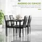 Conjunto de Comedor de Mesa y 4 Sillas 5 Piezas Mesa Rectangular de Vidrio Templado y Sillas Tapizadas en PU Negro