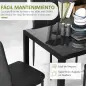 Conjunto de Comedor de Mesa y 4 Sillas 5 Piezas Mesa Rectangular de Vidrio Templado y Sillas Tapizadas en PU Negro
