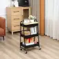 Carrito de Cocina con 3 Cestas de Acero y 1 Placa de Cubierta para Comedor Sala Baño 45x31x79,4 cm Negro