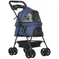 Carrito para Perros Pequeños con Ruedas Universales Cesta de Almacenaje Correas de Seguridad y Ventanas 67x45x96 cm Azul