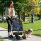 Carrito para Perros Pequeños con Ruedas Universales Cesta de Almacenaje Correas de Seguridad y Ventanas 67x45x96 cm Azul