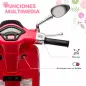 Moto Eléctrica para Niños de +3 Años con Licencia Vespa con USB MP3 Luz LED Radio FM Velocidad 3 km/h Carga 35kg Rojo