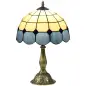 Lámpara de Mesa Estilo Clásico Hecha a Mano Lámpara de Noche de Vidrio para Dormitorio Salón Ø31x48 cm Azul