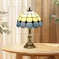 Lámpara de Mesa Estilo Clásico Hecha a Mano Lámpara de Noche de Vidrio para Dormitorio Salón Ø31x48 cm Azul
