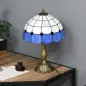 Lámpara de Mesa Estilo Clásico Hecha a Mano Lámpara de Noche de Vidrio para Dormitorio Salón Ø31x48 cm Azul