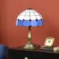 Lámpara de Mesa Estilo Clásico Hecha a Mano Lámpara de Noche de Vidrio para Dormitorio Salón Ø31x48 cm Azul