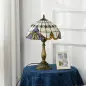 Lámpara de Mesa Hecha a Mano Estilo Clásico Lámpara de Noche de Vidrio para Dormitorio Salón Ø30x48 cm Multicolor