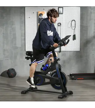 Bici Estática con Resistencia Regulable Volante de Inercia 8 kg Pantalla LCD Manillar y Asiento Ajustable Azul