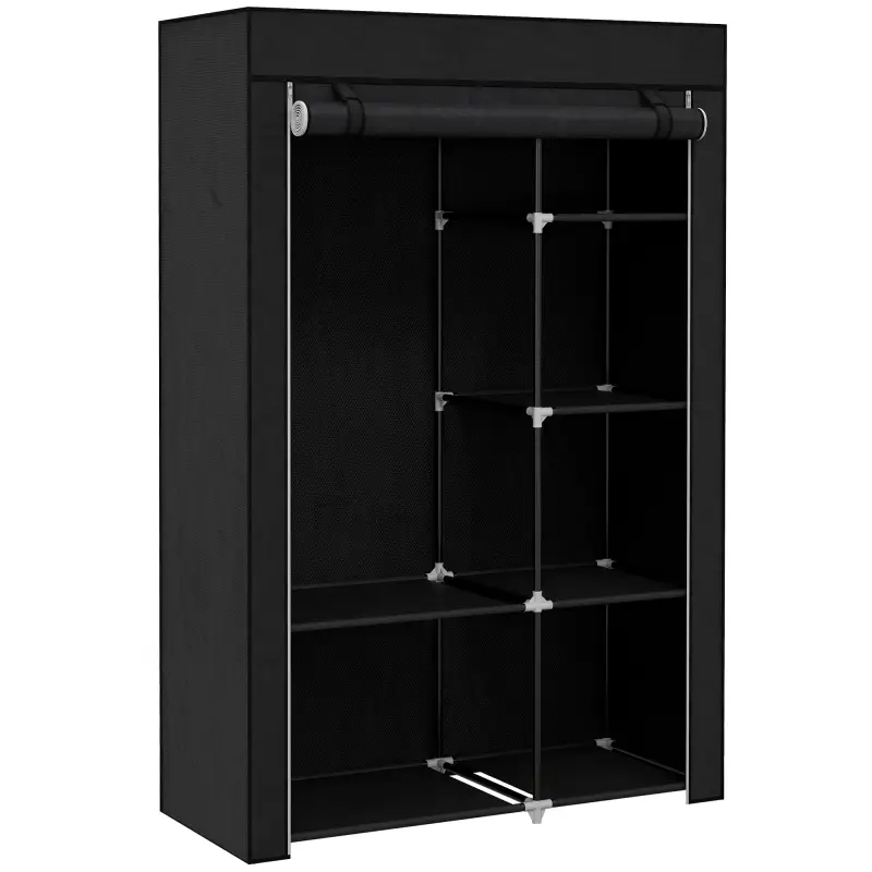 Armario de Tela Plegable Ropero Portátil con 6 Estantes y 1 Barra de Colgar para Dormitorio 103x43x162,5cm Negro Armario de Tela Plegable Ropero Portátil con 6 Estantes y 1 Barra de Colgar para Dormitorio 103x43x162,5cm Negro