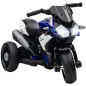 Moto Eléctrica Infantil con 3 Ruedas con Batería 6V Recargable Funciones de Música Bocina Faros 86x42x52 cm Negro y Azul