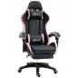 Silla Gaming Silla Gamer de Cuero PU Reclinable 135° Reposacabezas y Reposapiés 65x65x121-129 cm Negro y Rosa