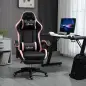 Silla Gaming Silla Gamer de Cuero PU Reclinable 135° Reposacabezas y Reposapiés 65x65x121-129 cm Negro y Rosa