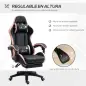 Silla Gaming Silla Gamer de Cuero PU Reclinable 135° Reposacabezas y Reposapiés 65x65x121-129 cm Negro y Rosa