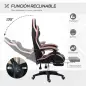 Silla Gaming Silla Gamer de Cuero PU Reclinable 135° Reposacabezas y Reposapiés 65x65x121-129 cm Negro y Rosa