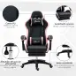 Silla Gaming Silla Gamer de Cuero PU Reclinable 135° Reposacabezas y Reposapiés 65x65x121-129 cm Negro y Rosa