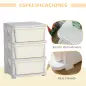 Cajonera de Plástico Organizador para Niños con 3 Cajones Asas para Juguetes Ropa Libros 37x37x56,5 cm Beige