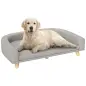 Sofá para Perros Grandes Cama Elevada para Perros con Cojín Lavable y Patas de Madera Carga 30 kg 98x67x25 cm Gris Claro