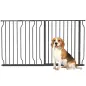 Barrera para Mascotas con 3 Extensiones Montaje a Presión Doble Bloqueo para Puerta Pasillo Escalera 75-145x76 cm Negro