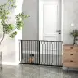 Barrera para Mascotas con 3 Extensiones Montaje a Presión Doble Bloqueo para Puerta Pasillo Escalera 75-145x76 cm Negro