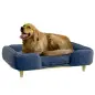 Cama Elevada para Perros con Patas de Madera y Cojín Lavables Cama para Mascotas Carga 30 kg 96x66x24 cm Azul