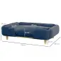 Cama Elevada para Perros con Patas de Madera y Cojín Lavables Cama para Mascotas Carga 30 kg 96x66x24 cm Azul