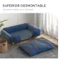 Cama Elevada para Perros con Patas de Madera y Cojín Lavables Cama para Mascotas Carga 30 kg 96x66x24 cm Azul