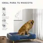Cama Elevada para Perros con Patas de Madera y Cojín Lavables Cama para Mascotas Carga 30 kg 96x66x24 cm Azul