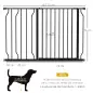 Barrera para Mascotas con 2 Extensiones Montaje a Presión Doble Bloqueo para Puerta Pasillo Escalera 75-115x76 cm Negro