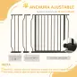Barrera para Mascotas con 2 Extensiones Montaje a Presión Doble Bloqueo para Puerta Pasillo Escalera 75-115x76 cm Negro