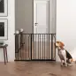 Barrera para Mascotas con 2 Extensiones Montaje a Presión Doble Bloqueo para Puerta Pasillo Escalera 75-115x76 cm Negro