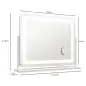 Espejo de Tocador Giratorio 58x46 cm con 3 Modos de Iluminación Ajustables Interruptor Táctil Espejo de Aumento Blanco