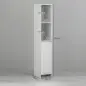 Columna Auxiliar de Baño Armario de Baño con Puerta 2 Estantes Abiertos Antivuelco Estilo Moderno 30x30x160 cm Blanco