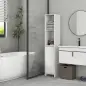 Columna Auxiliar de Baño Armario de Baño con Puerta 2 Estantes Abiertos Antivuelco Estilo Moderno 30x30x160 cm Blanco