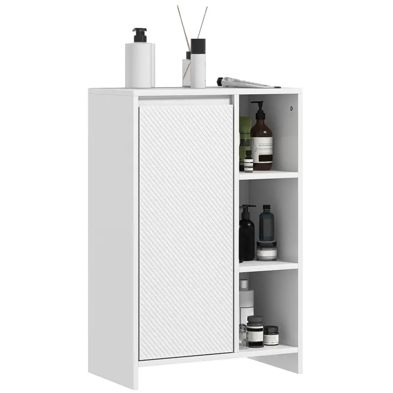 Armario de Baño con Estantes Abiertos Puerta y Estante Ajustable Antivuelco para Salón Dormitorio 53x30x80 cm Blanco