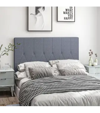 Cabecero de Cama 160 cm Tapizado en Lino 2 Formas de Uso Vertical o Montado a la Pared Cabecero Gris