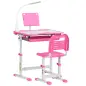 Juego de Escritorio y Silla para Niños de +6 Años Ajustable con Mesa Inclinable Lámpara Cajón y Estante para Libros Rosa