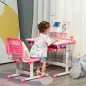 Juego de Escritorio y Silla para Niños de +6 Años Ajustable con Mesa Inclinable Lámpara Cajón y Estante para Libros Rosa
