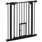 Barrera de Seguridad Extensible con Puerta Pequeño Cierre Automático y Sistema de Doble Bloqueo 74-80x76,2 cm Negro