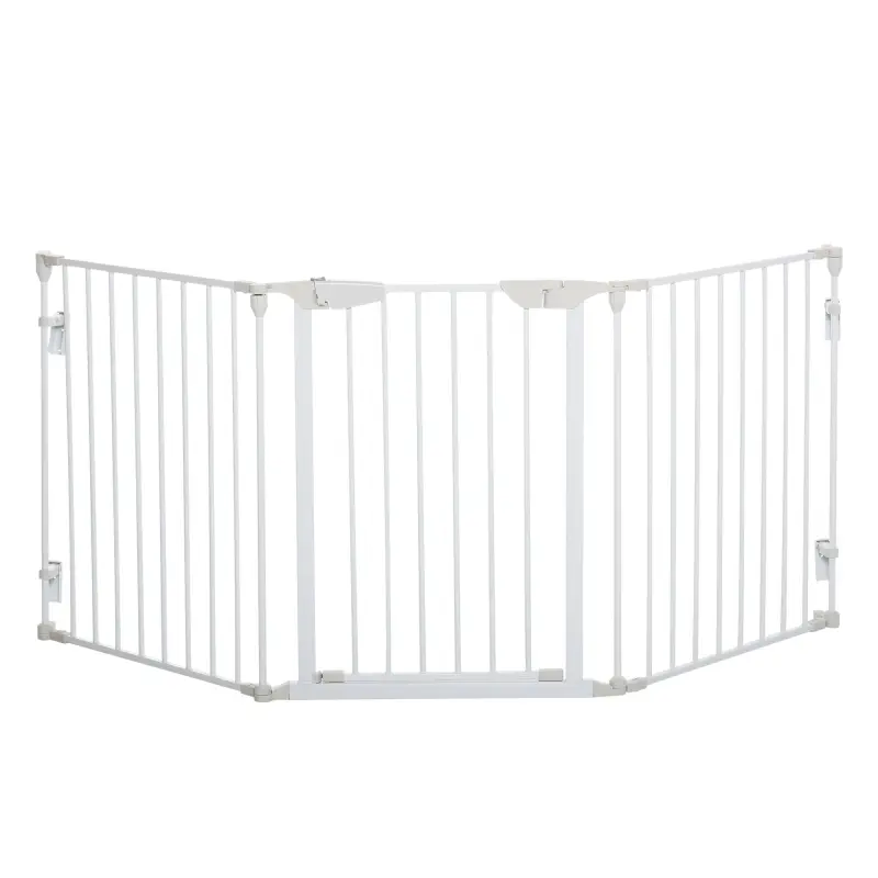 Barrera para Perros Plegable de 3 Paneles con Cierre Inteligente Barrera de Seguridad para Pasillo 180x74,5 cm Blanco
