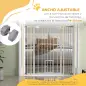 Barrera de Seguridad Extensible con Puerta Pequeña Cierre Automático y Sistema de Doble Bloqueo 74-101x104,1 cm Blanco