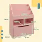 Estantería Infantil de Madera con 3 Compartimentos 2 Cubos y Cajón Móvil con 4 Ruedas 60x29,9x90 cm Rosa