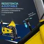 Bici Estática Bicicleta de Fitness con Resistencia Regulable Pantalla LCD Ruedas Manillar y Asiento Ajustable Amarillo