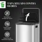 Cubo de Basura de Cocina con 2 Compartimentos 2x20L con Pedal Tapa de Cierre Suave y Cubo Extraíble Plata