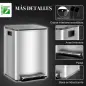 Cubo de Basura de Cocina con 2 Compartimentos 2x20L con Pedal Tapa de Cierre Suave y Cubo Extraíble Plata