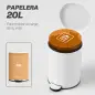 Papelera de Cocina 20L con Pedal Tapa de Cierre Suave y Cubo Extraíble para Dormitorio Oficina Estudio Salón Crema