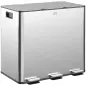 Papelera Cocina de Acero Inoxidable con 3 Compartimentos 3x15L con Pedales Tapas de Cierre Suave y Cubo Extraíble Plata