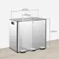 Papelera Cocina de Acero Inoxidable con 3 Compartimentos 3x15L con Pedales Tapas de Cierre Suave y Cubo Extraíble Plata