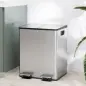 Papelera de Cocina de Acero Inoxidable con 2 Compartimentos 2x20L Pedal Tapas de Cierre Suave y Cubo Extraíble Plata