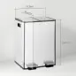 Papelera de Cocina de Acero Inoxidable con 2 Compartimentos 2x20L Pedal Tapas de Cierre Suave y Cubo Extraíble Plata
