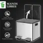 Papelera de Cocina de Acero Inoxidable con 2 Compartimentos 2x20L Pedal Tapas de Cierre Suave y Cubo Extraíble Plata
